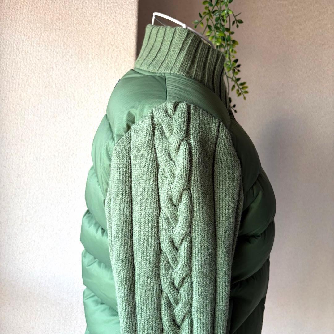 美品　マスターバニー　ダウンフェザー　異素材ニット袖　カーキ　軽くて暖か　M