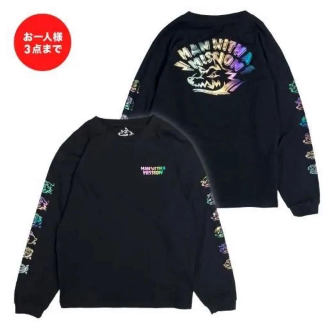 マンウィズ　Lサイズ　Too many ゴッツ ロンT（ブラック×ホログラム）