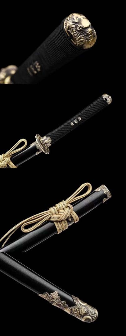 古龍野太刀 高級本格居合刀 三色研 龍神図 彫物 大漆鞘 稽古