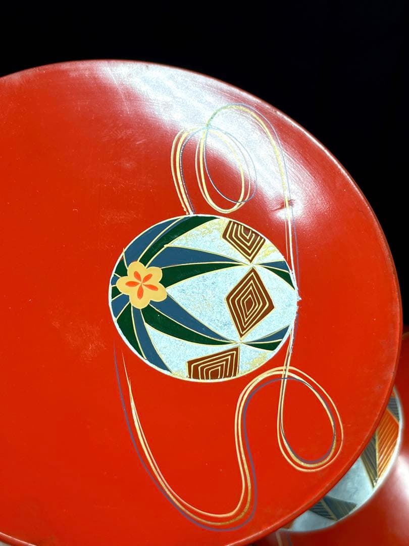 棗『手まり棗』銘々皿×5客セット漆器 天然木製 長期保管品 共箱　茶道具　古道具