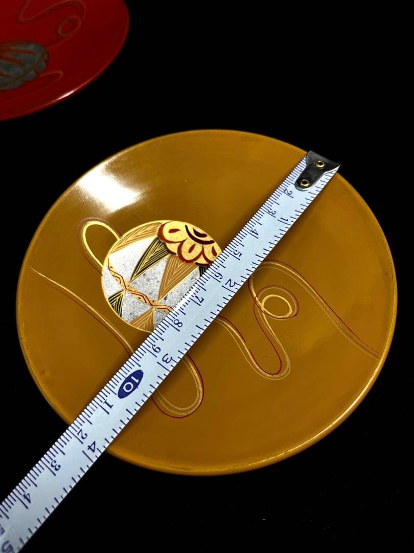 棗『手まり棗』銘々皿×5客セット漆器 天然木製 長期保管品 共箱　茶道具　古道具