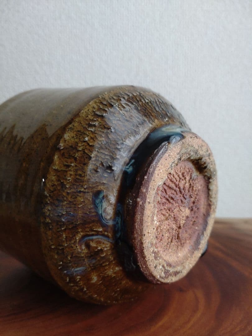 【無冠の帝王】西岡小十　朝鮮唐津茶碗　コバルト　窯変　黒唐津　黒高麗　椎茸高台