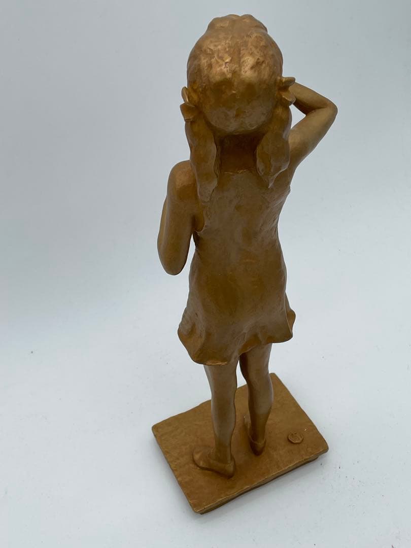 矢野秀徳ブロンズ像 しゃぼん玉861/950箱付き 矢野静子識 オブジェ 置物②