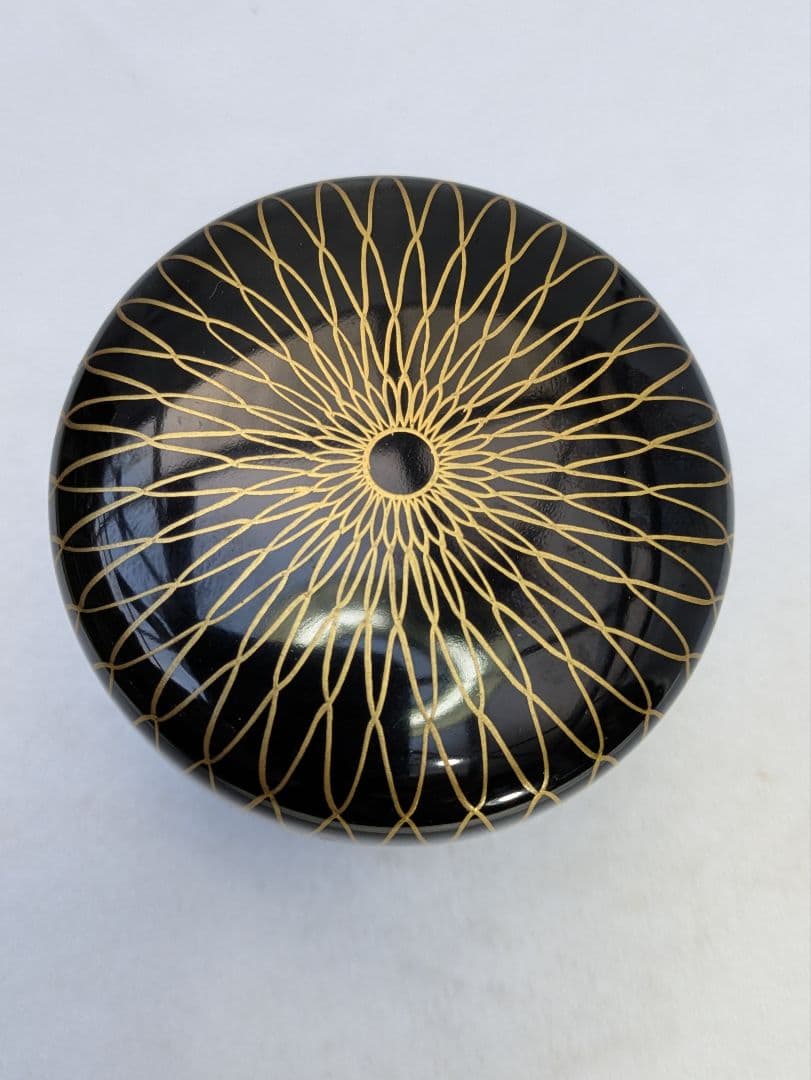 てーむ☆b480、茶道具 棗 なつめ 中棗 黒金網目蒔絵