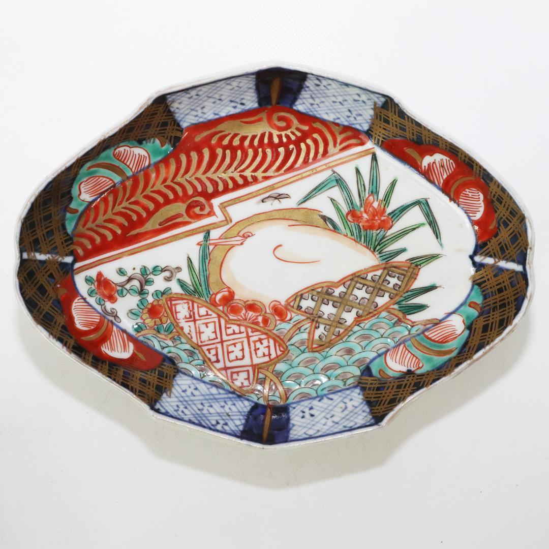 染付 色絵錦手 古伊万里　菱形皿 花鳥 金襴手　②