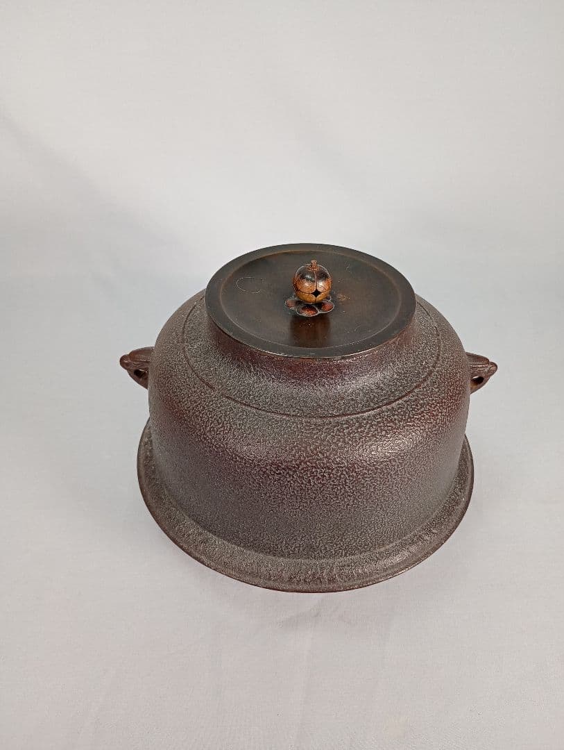 【茶道具】真形羽釜　菊池政光造　茶釜　釜367