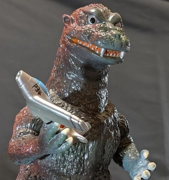 初代ゴジラ1954＋ジェット機（Ｍ１号）ヘッダー・外袋付ソフビフィギュア