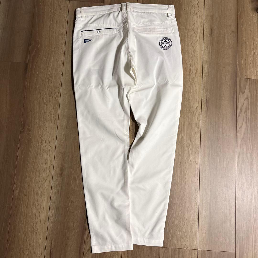 【美品】パーリーゲイツ ロゴ入りホワイトゴルフパンツ