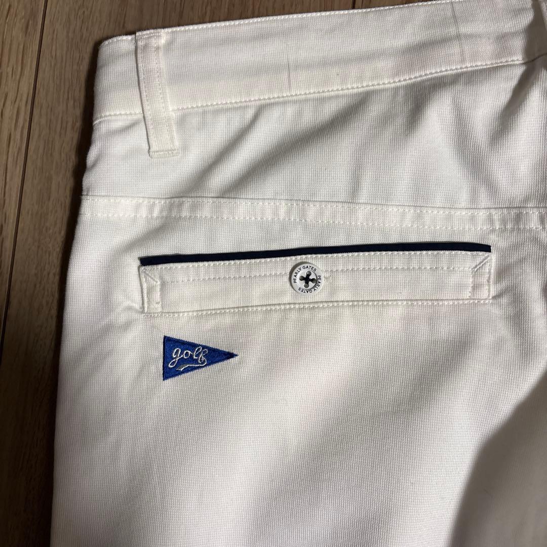 【美品】パーリーゲイツ ロゴ入りホワイトゴルフパンツ