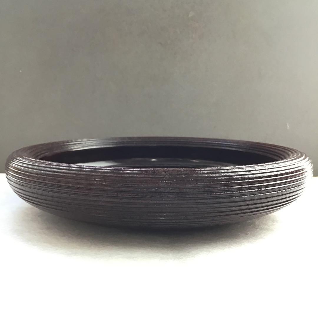 茶道具　樺溜塗糸目菓子器　塗師　堅地屋清兵衛作　堅清印　楽只斎好　共箱　S3KK