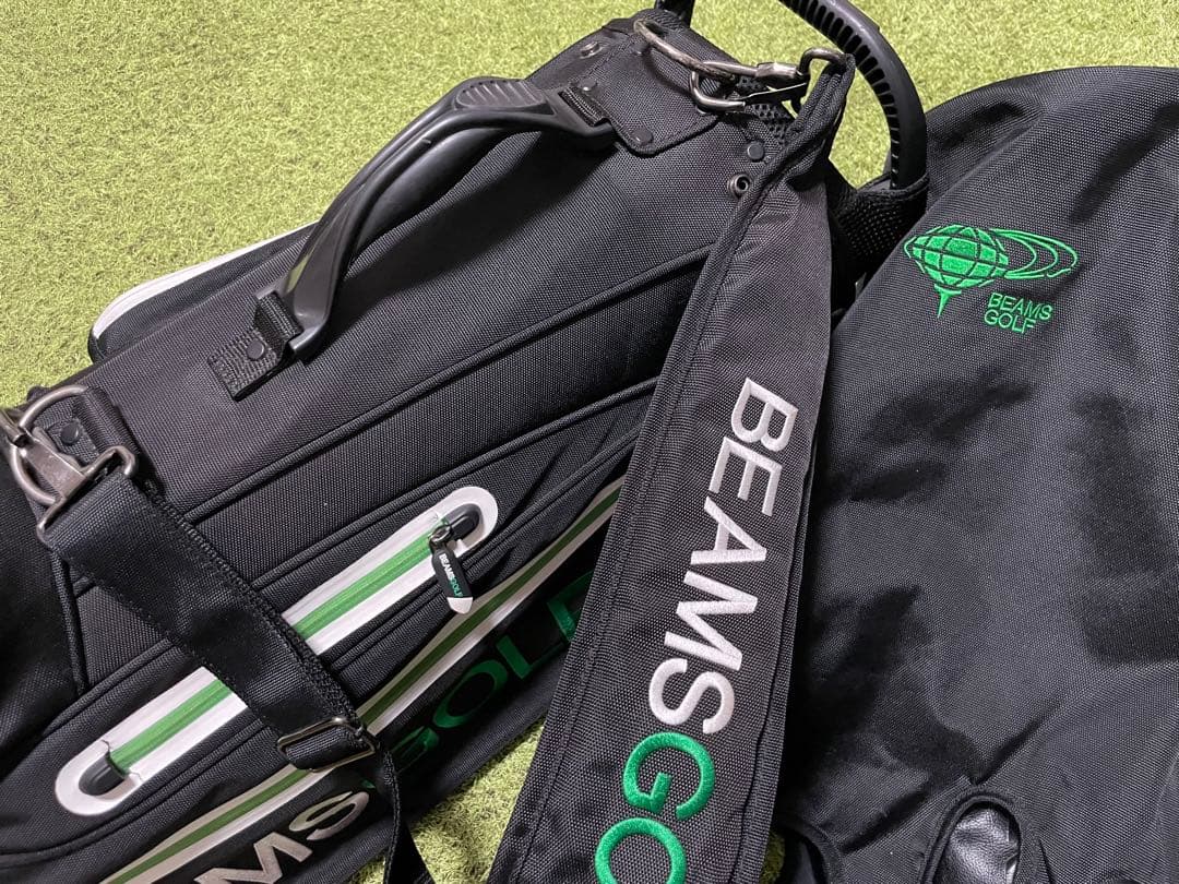 BEAMS GOLF キャディバッグ ブラック/グリーン