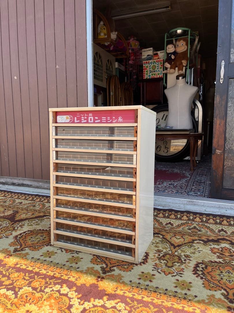 ⑥ ミシン糸ケース ミシン糸収納棚 昭和レトロ 当時物 インテリア アンティーク