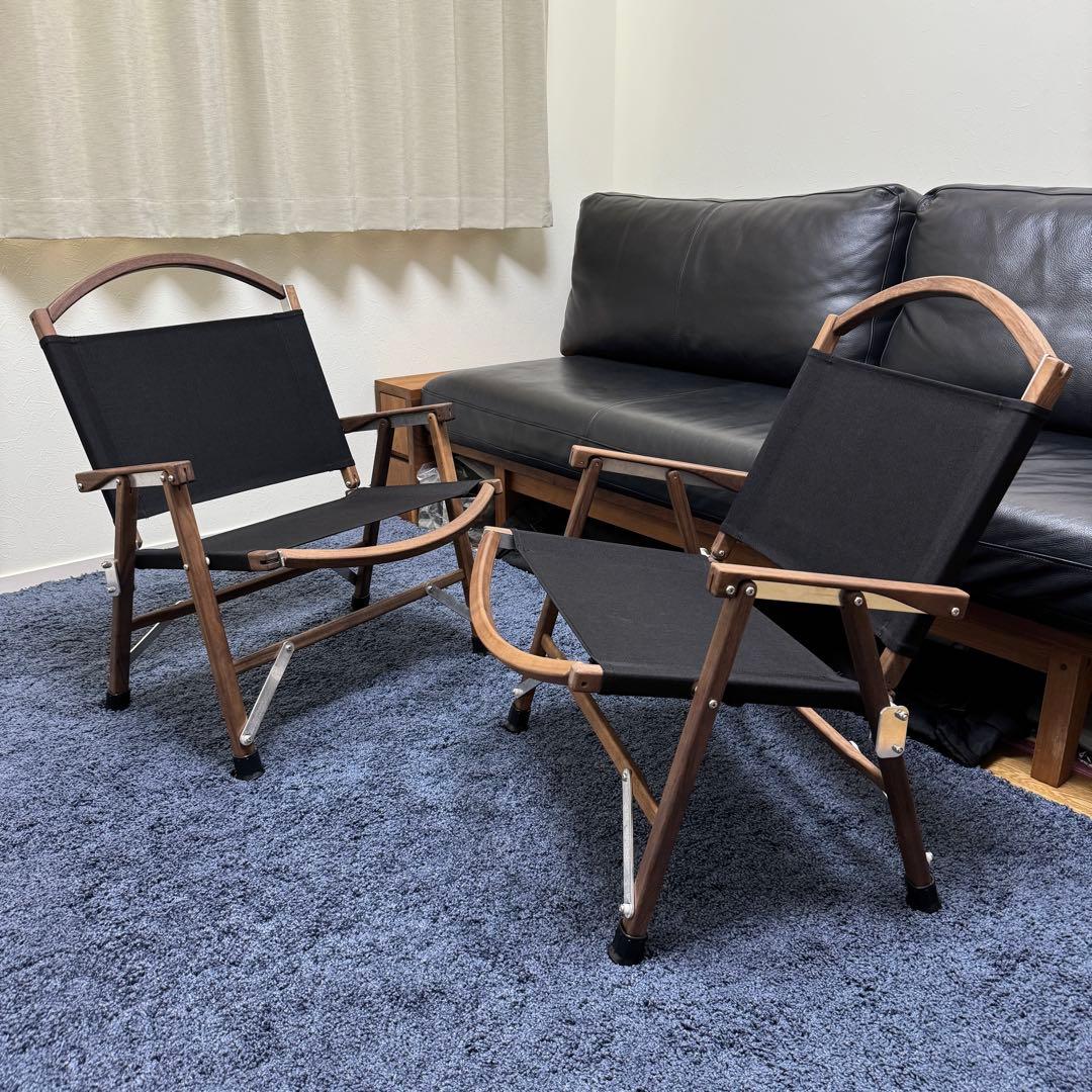 【未使用】折り畳み式 ウォルナットチェア ブラック 天然木 カーミットチェア
