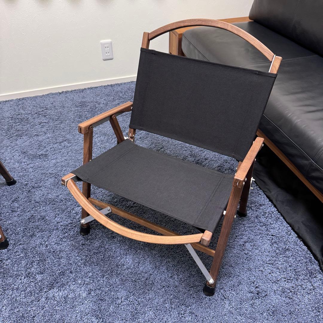 【未使用】折り畳み式 ウォルナットチェア ブラック 天然木 カーミットチェア