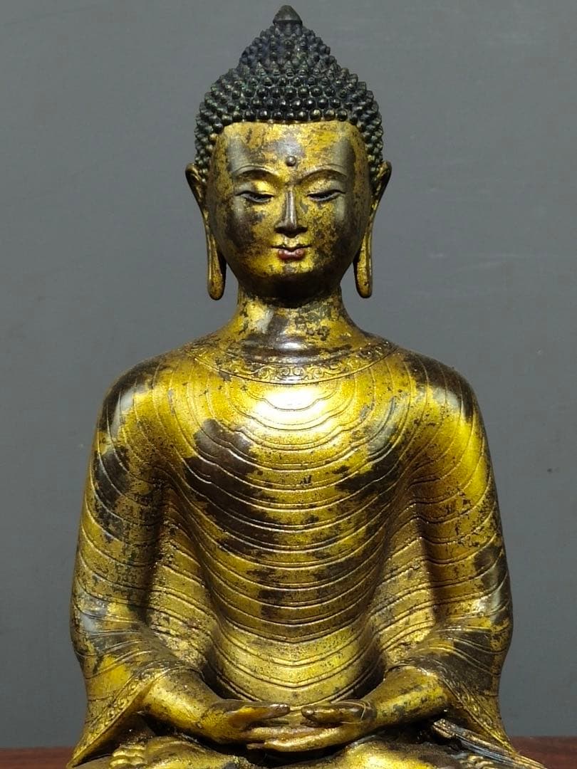 珍品 銅製鎏金仏像〈释迦牟尼仏〉高さ23cm