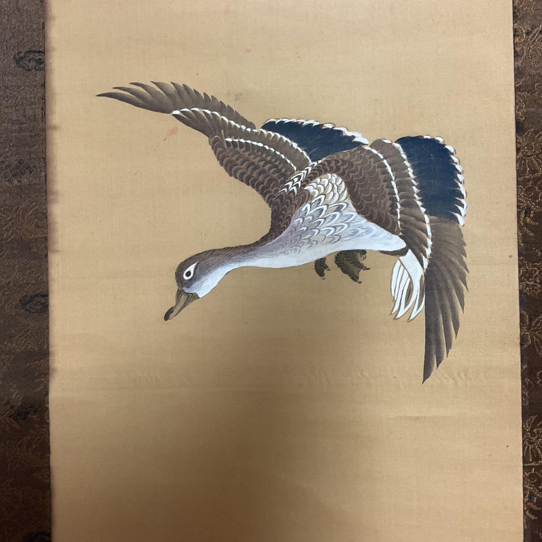 ￼￼￼￼松村景文筆 雁双幅図 絹本彩色画 右（飛雁）左（川柳雁）