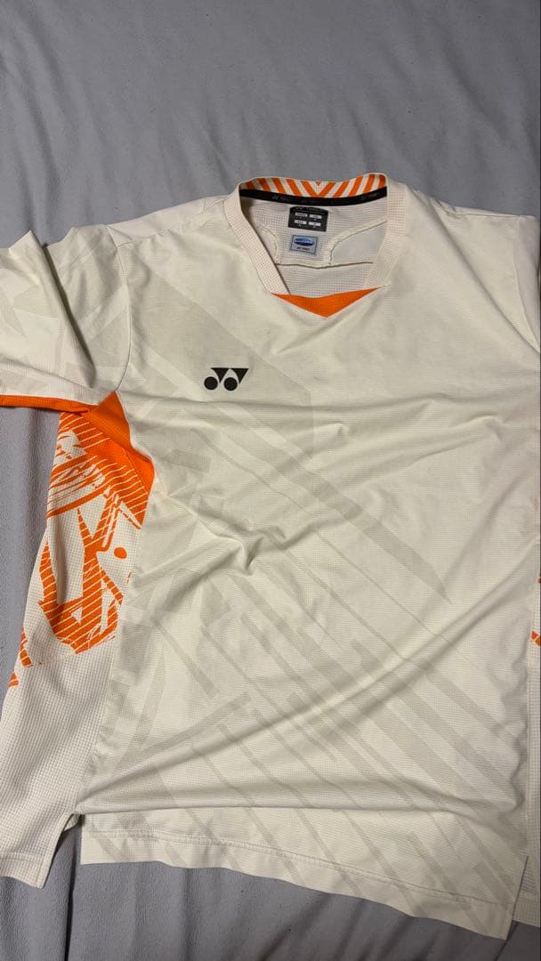 YONEX バドミントンウェア Oサイズ ホワイト/オレンジ
