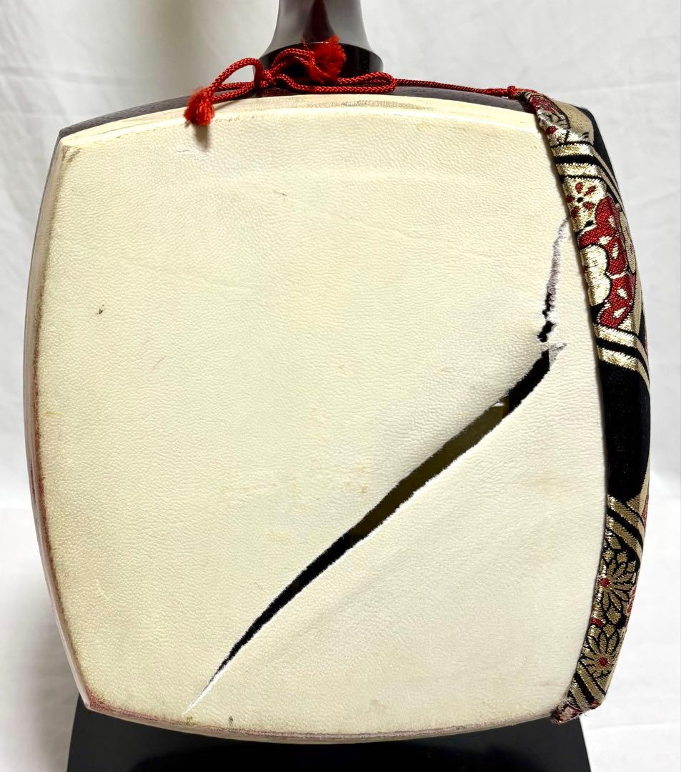 【皮破れ有】三味線セット 中棹 綾杉彫り 東さわり 三つ折れ