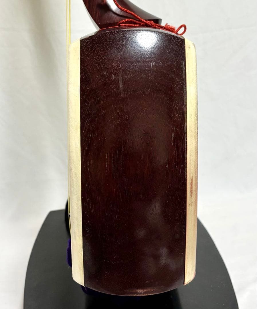 【皮破れ有】三味線セット 中棹 綾杉彫り 東さわり 三つ折れ