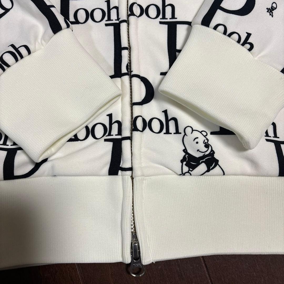 パーリーゲイツPGプーさんロゴプリント裏起毛パーカーホワイトサイズ1