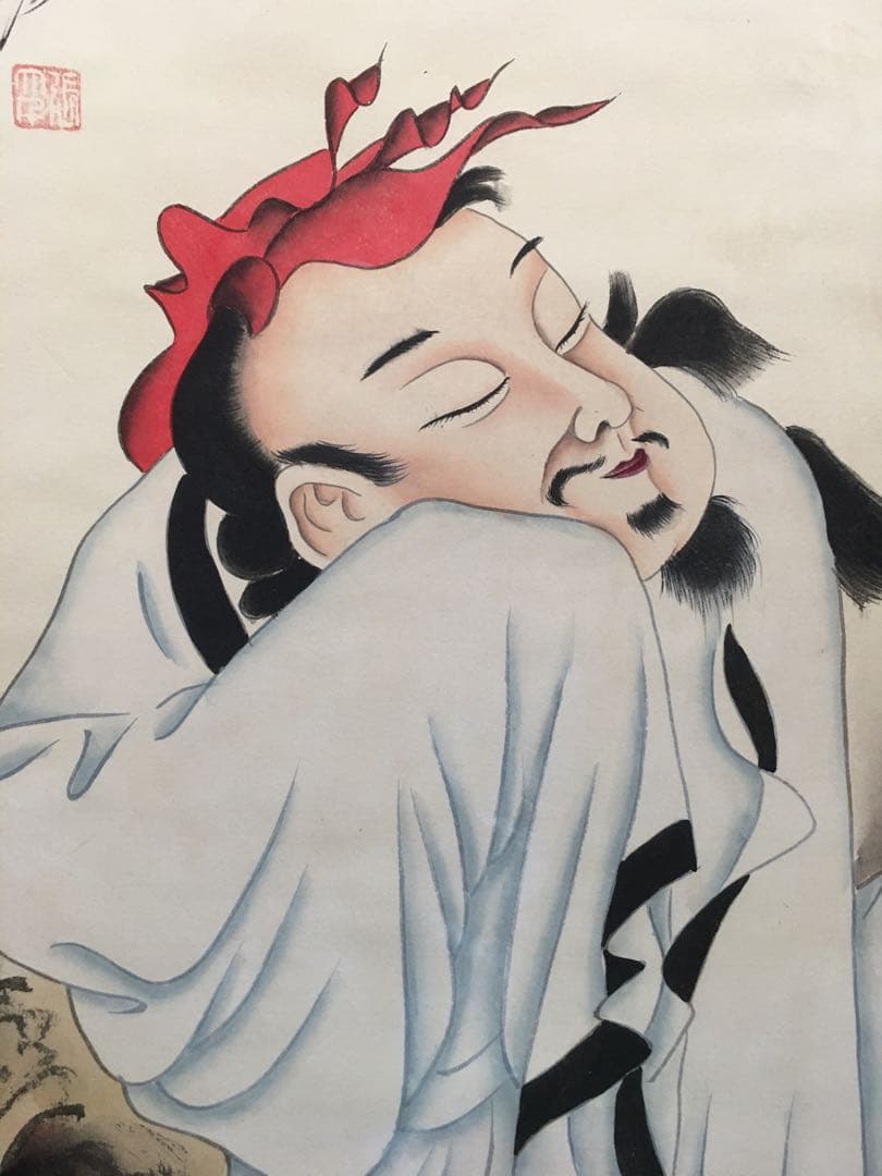 中国 人物画 掛け軸 中堂 四尺 手描き 宣紙 中国美術 書画 インテリア