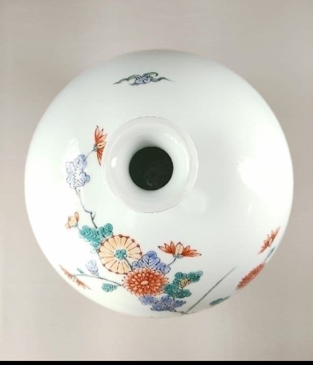 [未使用 美品]　有田焼　高麗庵　清六窯　中村清六　錦絵　花鳥紋　花瓶　希少