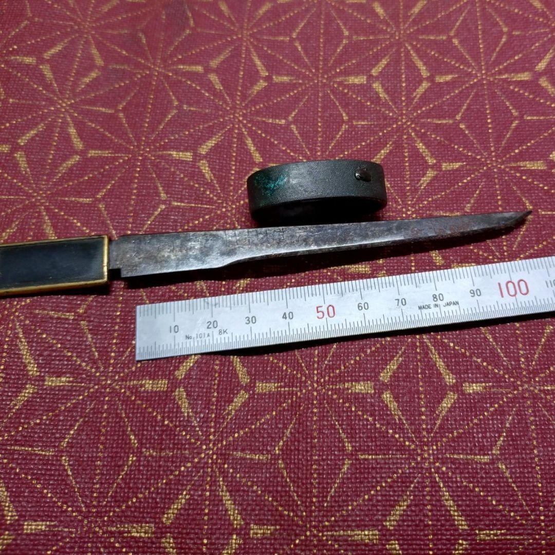 小柄 金象嵌 四分一銀 紙切 銘あり 江戸時代 本歌