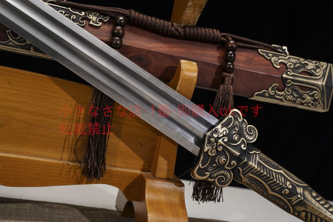 太尊銅柄趙雲剣模様鋼二重溝  古兵器 武具 刀装具 日本刀 模造刀 居合刀