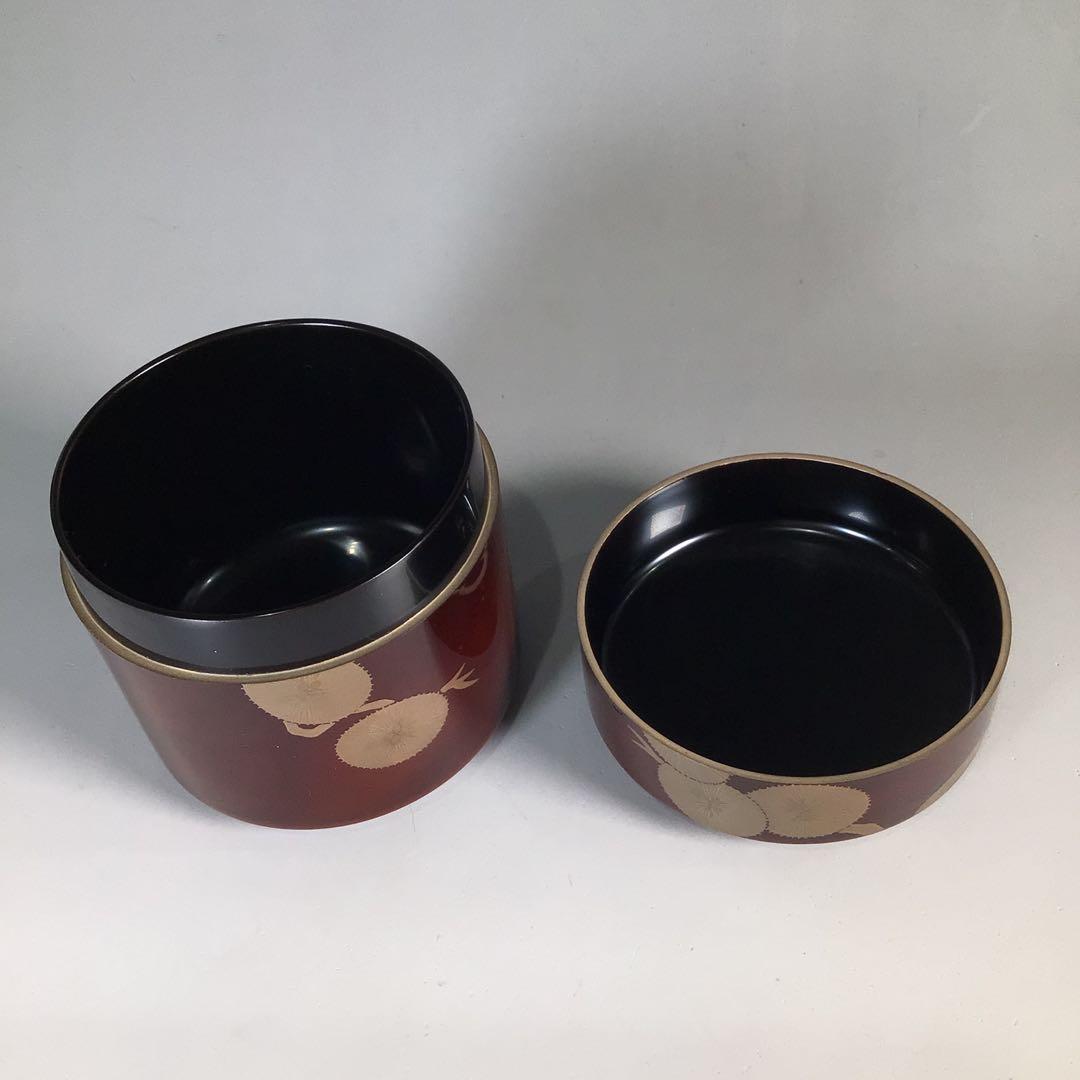 Ｎ８７７　棗　『岡田紫峯作』『溜塗』『松蒔絵』『雪吹棗』　共箱　茶道具