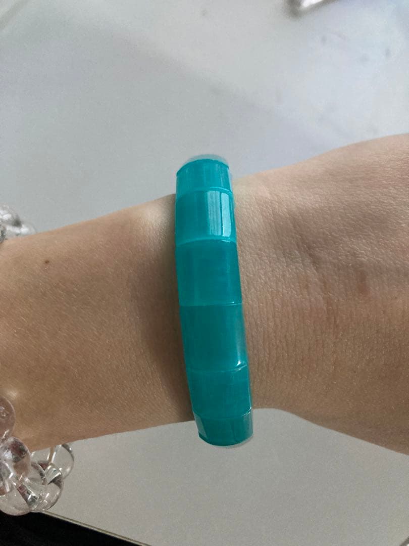 ドゥルージークリソコラ結晶　　アマゾナイトシリカブレス　クリソコララフストーン