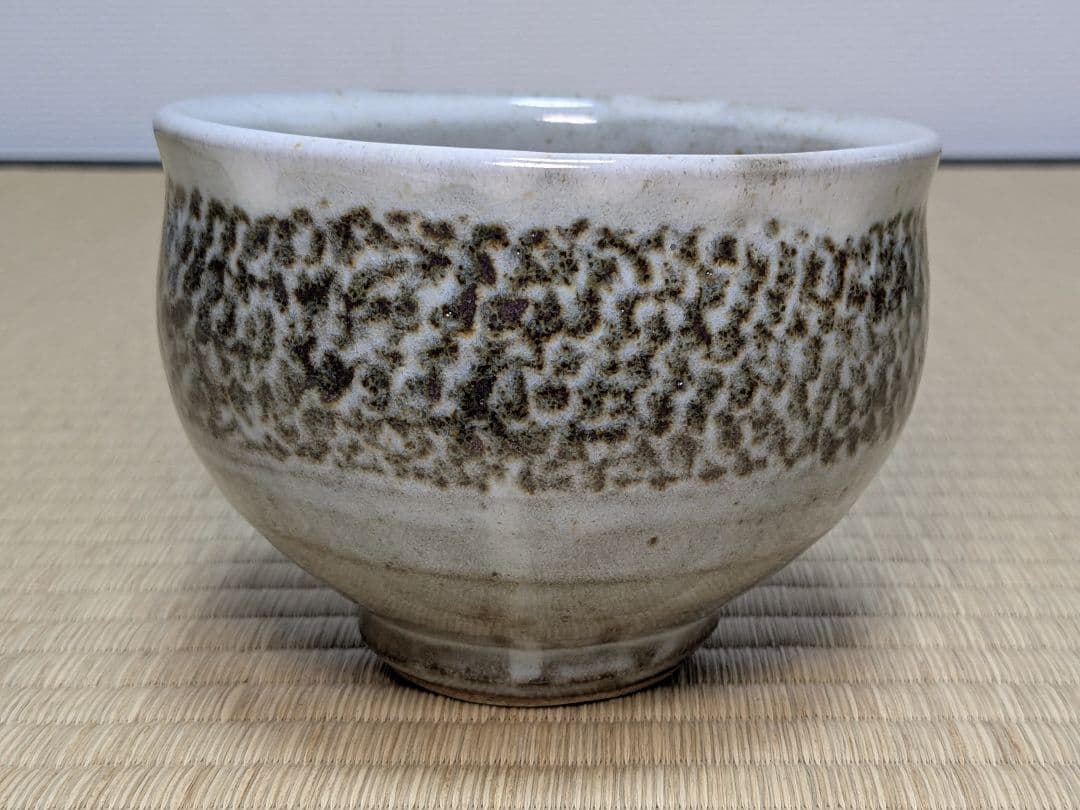 益子焼　白釉象嵌縄文碗　島岡達三　人間国宝　茶道具