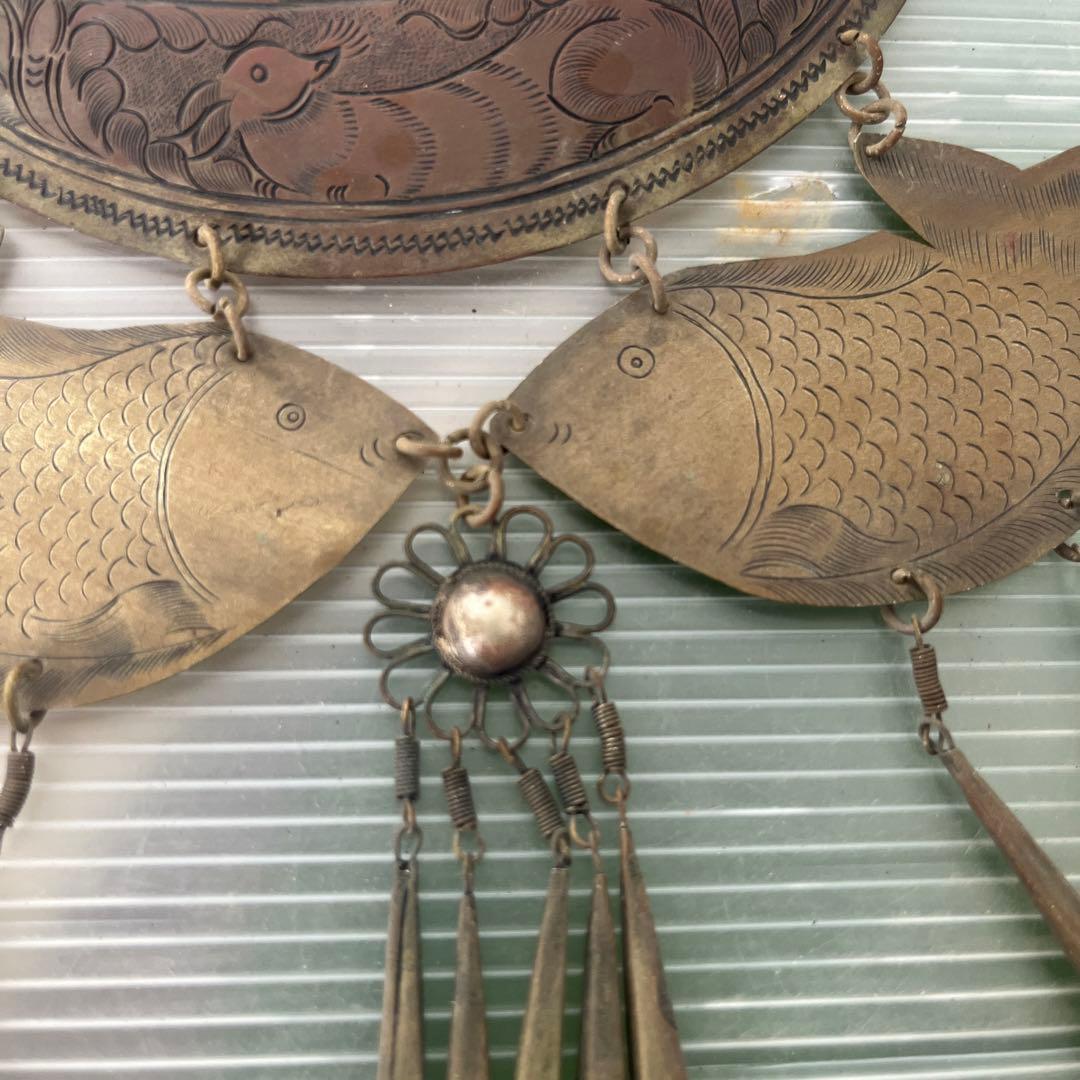 アンティーク　インディアンエッチングよだれ掛けネックレス