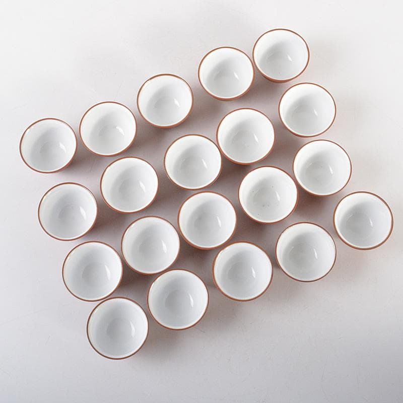 煎茶道具　紫砂　朱泥　内白釉　煎茶碗　20客まとめて　N　6285