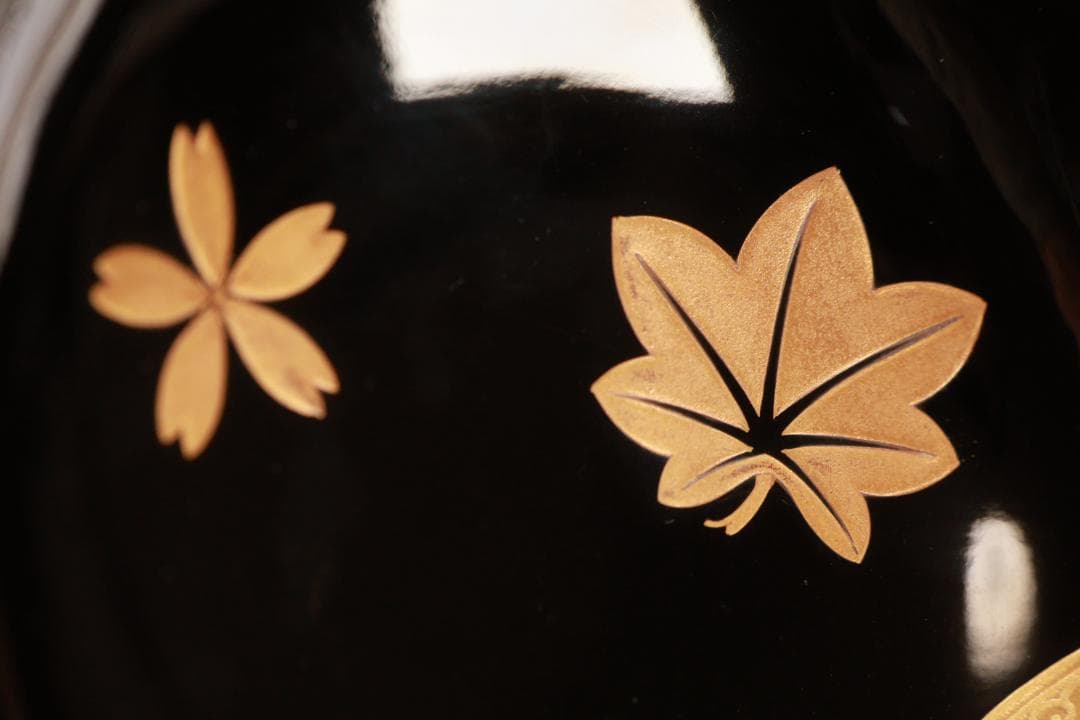 BJ110　時代輪島塗　流水紅葉桜図蒔絵　吸物椀　五客　木製　茶道具 懐石 会席