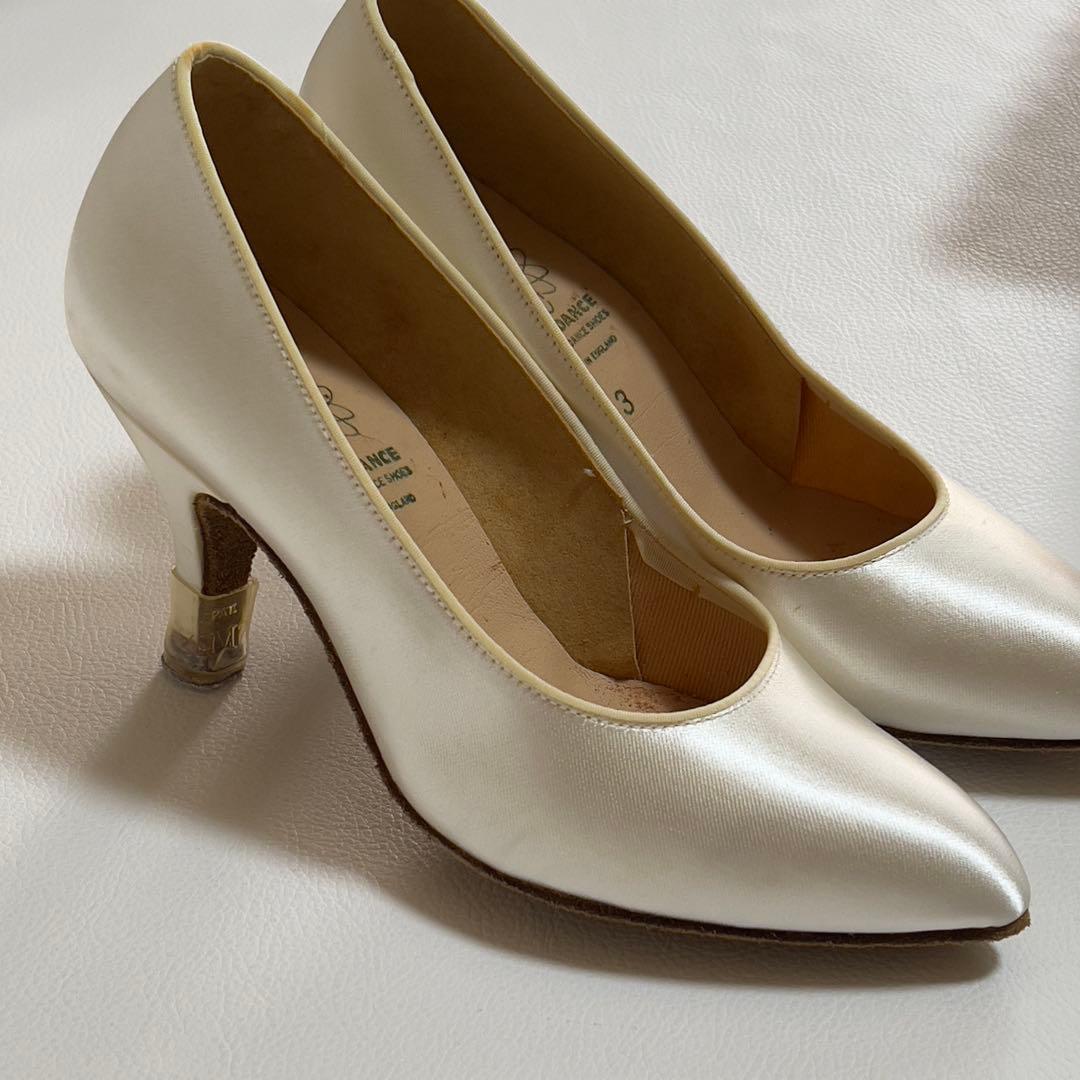 スーパダンスシューズ　ワイド3 ヒール7cm 訳あり　未使用　ホワイトサテン