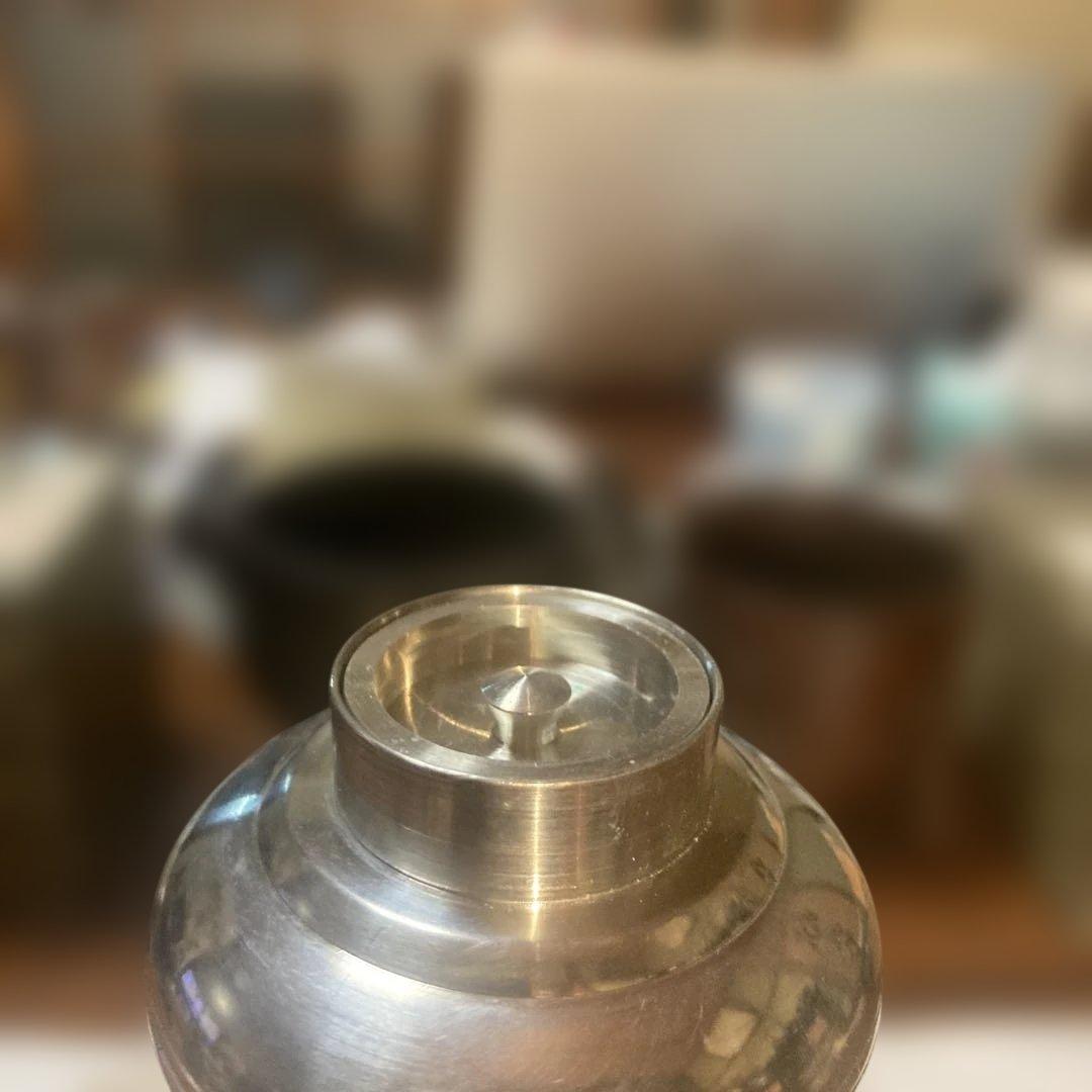 金属製 竹模様 水入れ 蓋付き