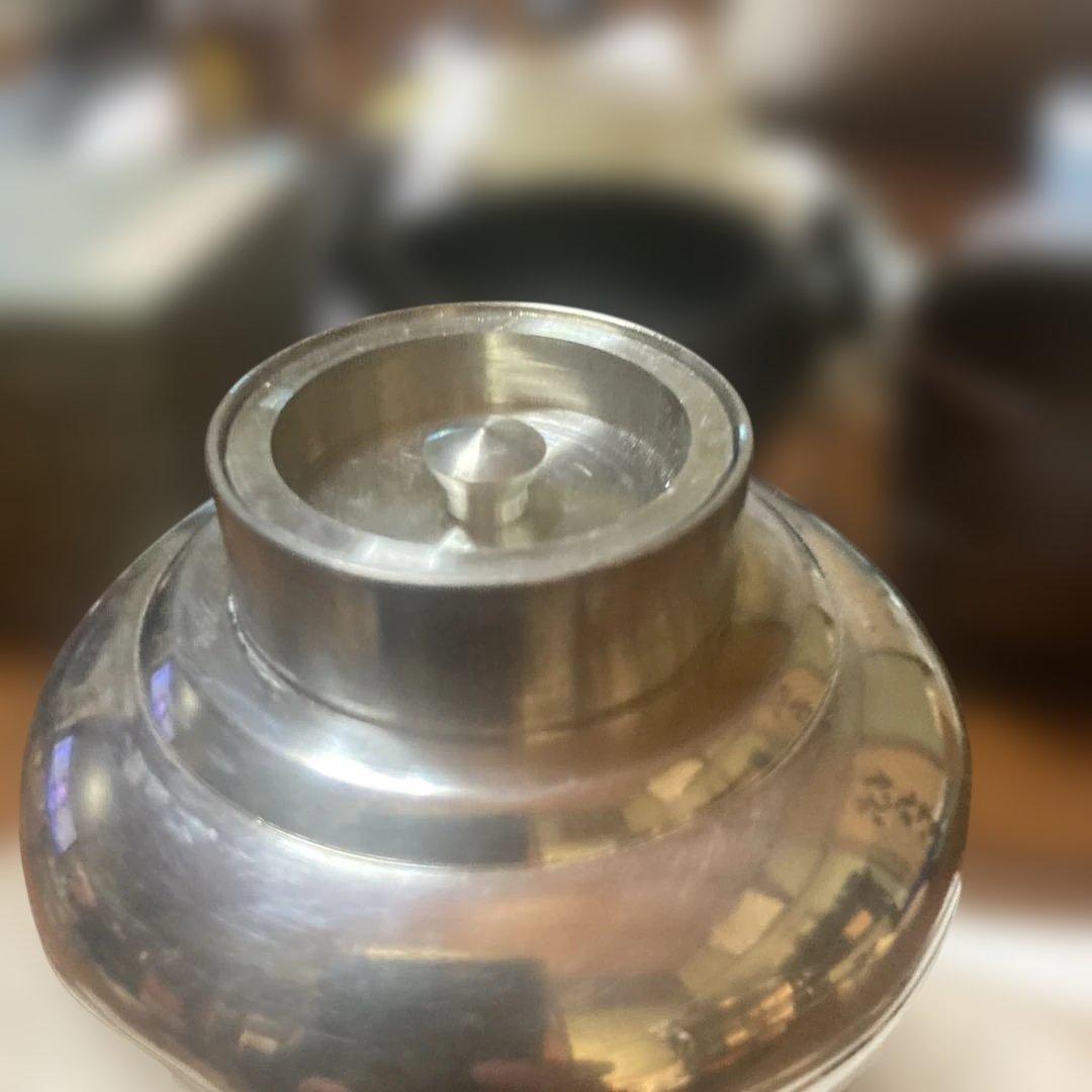 金属製 竹模様 水入れ 蓋付き