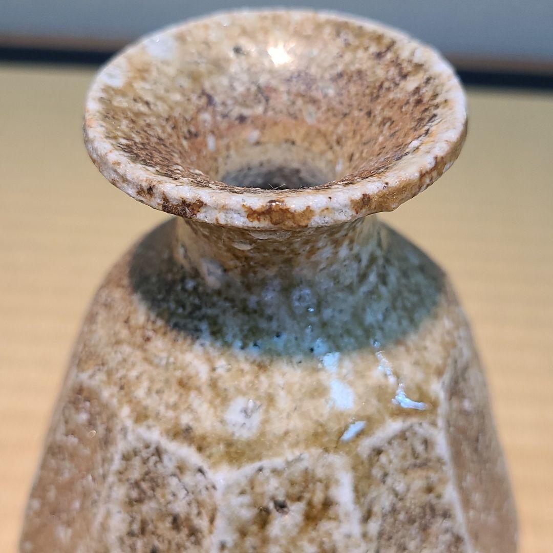 信楽焼 高橋美子作 面取花入 高さ6.5寸（約20cm） 共箱 本物保証