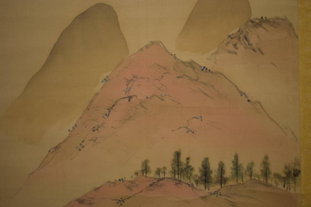 真作/琴石/山水人物図/高士人物図/松林人物図/布袋屋掛軸HI-864