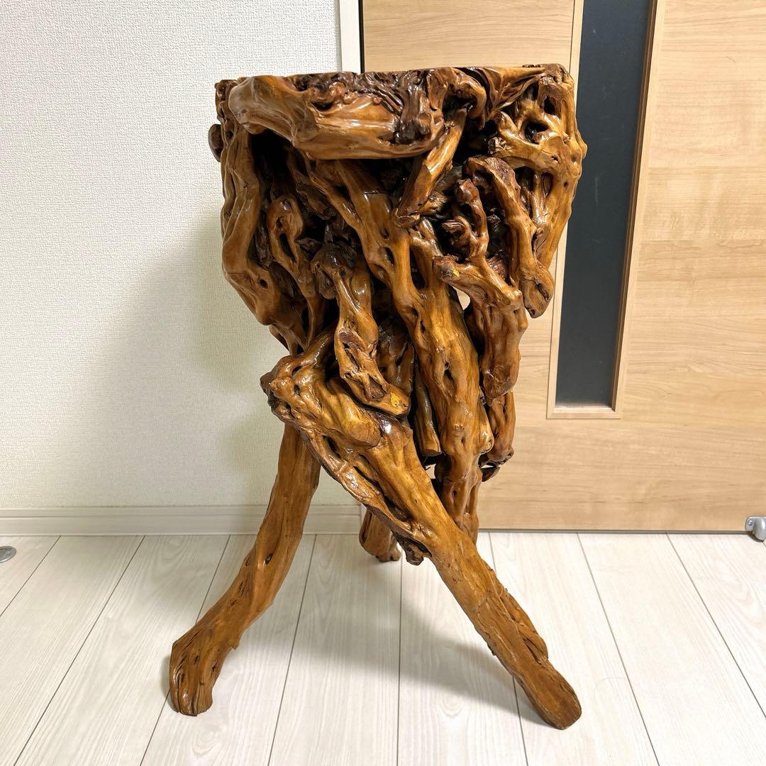 天然木 流木風 花台 飾り台 一点物 インテリアスタンド コーヒーテーブル