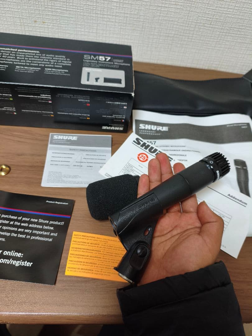 SHURE SM57 ダイナミックマイク (美品) + SHURE ポップガード