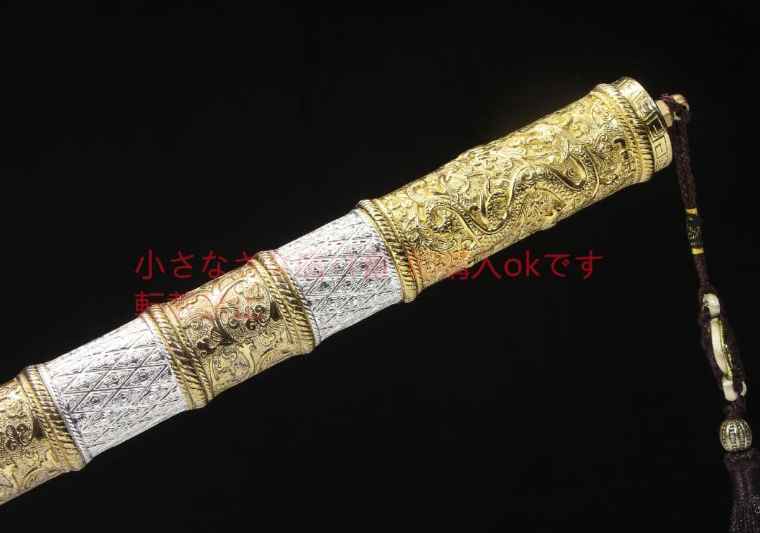 康熙斬馬刀二級黒檀百錬文紋鋼  古兵器 武具 刀装具 日本刀 模造刀 居合刀