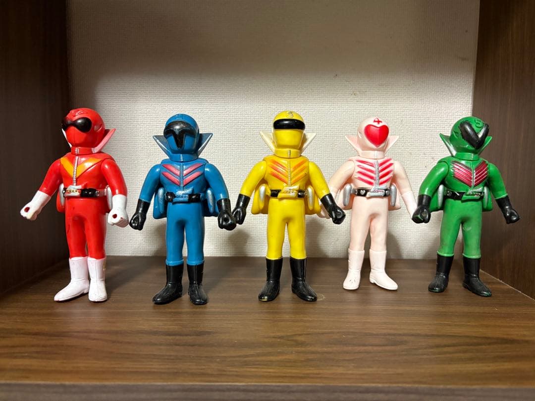 ゴレンジャー　ソフビ　5体　セット　ミドルサイズ　レトロ　当時物