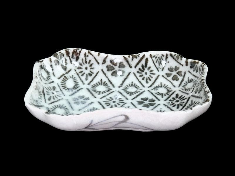 古伊万里　型刷印判　桜に菊花紋　変形皿　D288AS-CWf