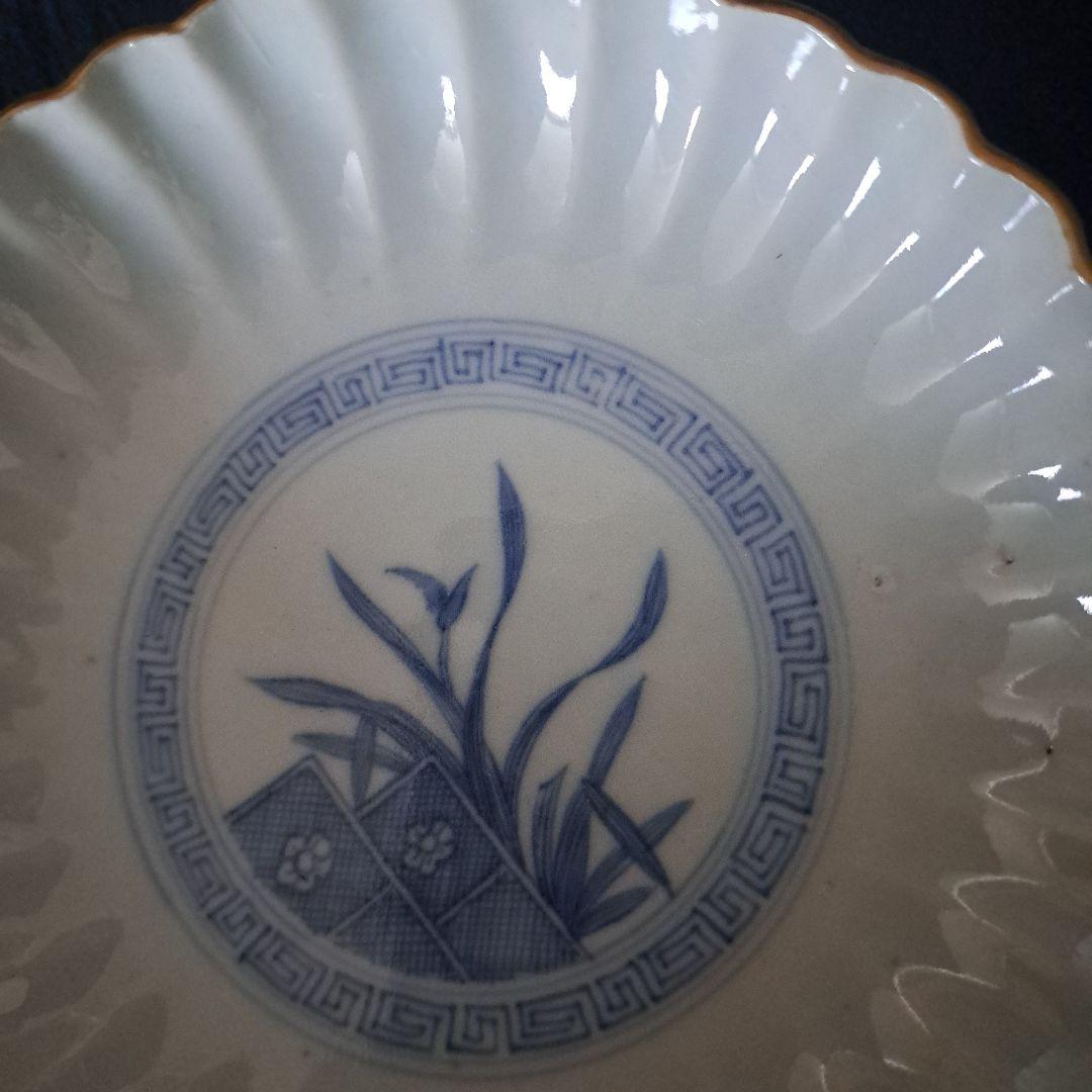 「モダンと素朴さ しのぎ造り！」古伊万里皿(直径13cm) 4客セット 骨董アン