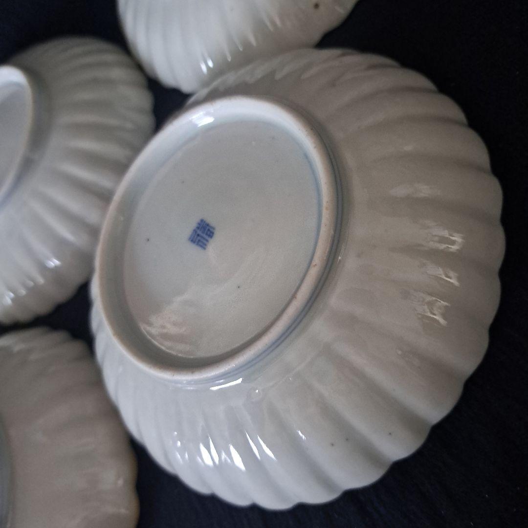 「モダンと素朴さ しのぎ造り！」古伊万里皿(直径13cm) 4客セット 骨董アン