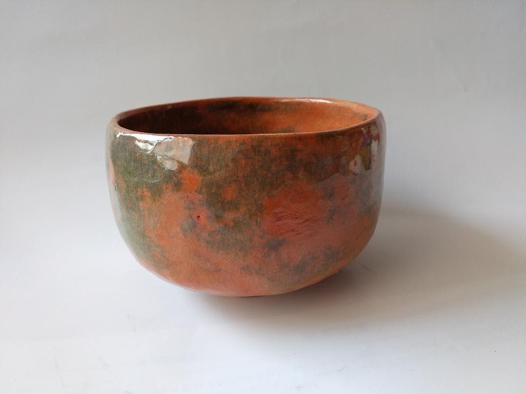 出雲蓮乗院 古門堂焼 岡崎信光 作 赤楽 茶碗 赤茶碗 茶道具 共箱 共布 新品