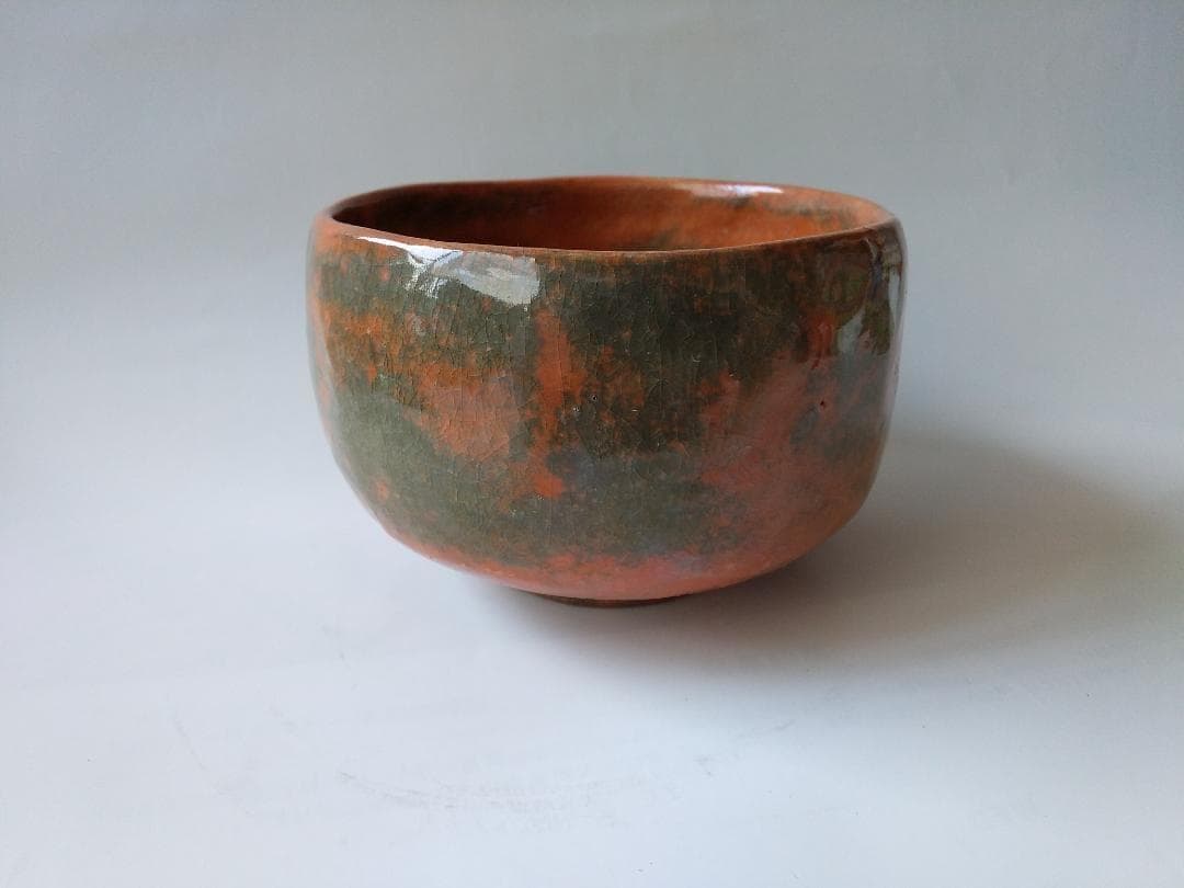 出雲蓮乗院 古門堂焼 岡崎信光 作 赤楽 茶碗 赤茶碗 茶道具 共箱 共布 新品