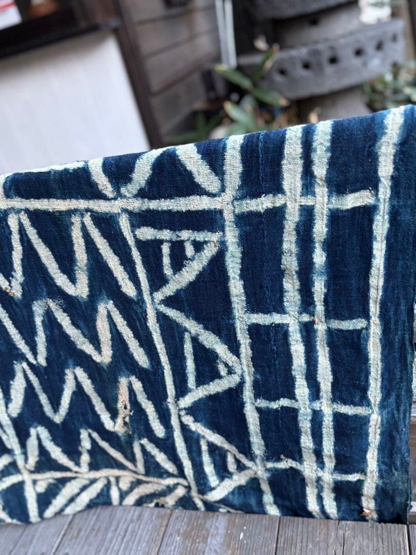 754 アフリカヴィンテージ カメルーン バミレケ族 藍染 ンドップ 古布 希少