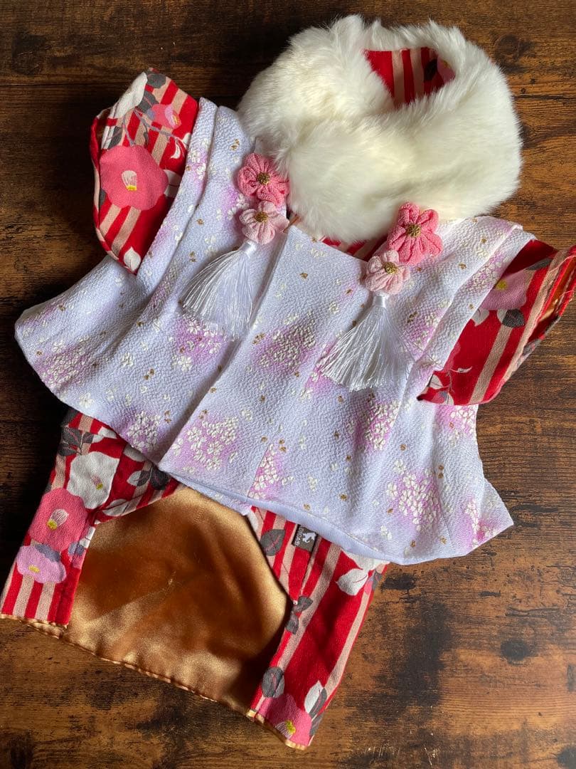 お値下げ　犬服　お雛祭り　被布＆お着物＆ショールセット　サイズM